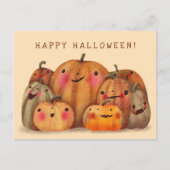 Happy Pumpkins – かわいいハロウィーン ポストカード (正面)