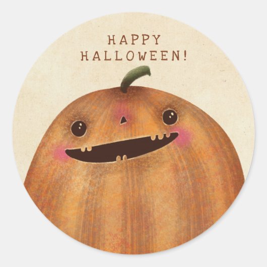 Happy Pumpkins – かわいいハロウィーン ラウンドシール (正面)