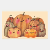 Happy Pumpkins – かわいいハロウィーン 長方形シール (正面)