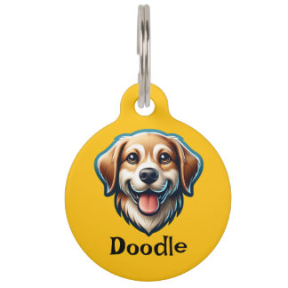 "Happy Pupのカスタムラベル – 名前と情連絡報を追加!" ペット ネームタグ