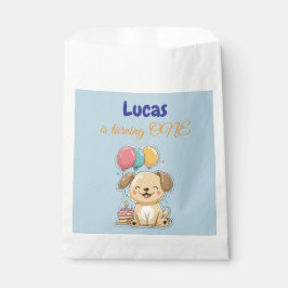 Happy Puppy、男の子、パーティしよう！1歳の誕生日 フェイバーバッグ