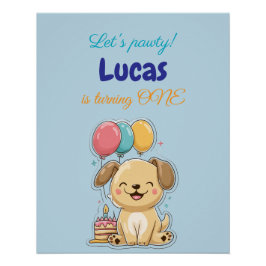 Happy Puppy, Boy, Let's Pawty, 初誕生日  ポスター