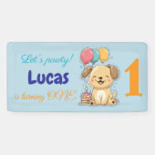 Happy Puppy, Boy, Let's Pawty, 初誕生日 横断幕 (横)
