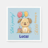 Happy Puppy, Boy, Let's Pawty, 1歳の誕生日 スタンダードカクテルナプキン (正面)