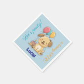 Happy Puppy, Boy, Let's Pawty, 1歳の誕生日 スタンダードカクテルナプキン (角)
