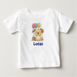 Happy Puppy, Boy, Let's Pawty, 1歳の誕生日  ベビーTシャツ