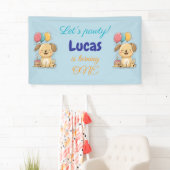 Happy Puppy, Boy, Let's Pawty, 1歳の誕生日 横断幕 (インサイチュ)