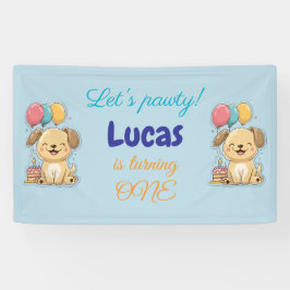 Happy Puppy, Boy, Let's Pawty, 1歳の誕生日  横断幕