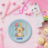 Happy Puppy, Boy, Let's Pawty, 1st Birthday  ペーパープレート (パーティー)