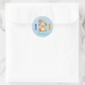 Happy Puppy, Boy, Let's Pawty, 1st Birthday  ラウンドシール (バッグ)