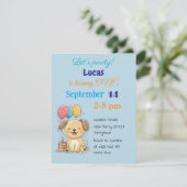 Happy Puppy, Boy, Let's Pawty, 1st Birthday  招待状 (スタンド正面)