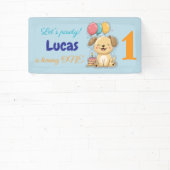 Happy Puppy, Boy, Let's Pawty, 1st Birthday  横断幕 (インサイチュ)
