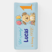 Happy Puppy, Boy, Let's Pawty, 1st Birthday  横断幕 (縦)