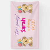 Happy Puppy, Girl, Let's Pawty, 1歳の誕生日 横断幕 (縦)