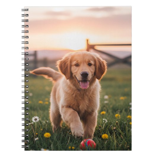 Happy Puppy Spiral Notebook ノートブック (正面)
