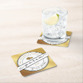 HAPPY PURIMスクリプトパーソナライズされたコースターと金ゴールド スクエアペーパーコースター (インサイチュ)