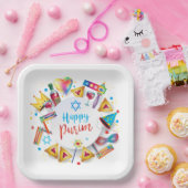 Happy Purim Basket Gifts, Decoration, Ornaments ペーパープレート (パーティー)