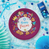 Happy Purim Basket Gifts, Decoration, Ornaments ペーパープレート (パーティー)