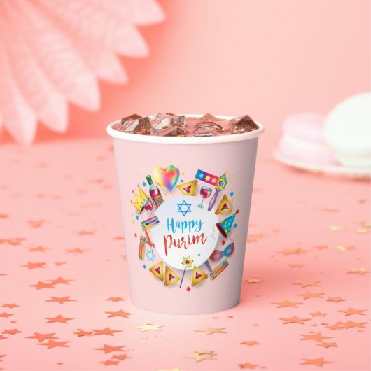 Happy Purim Basket Gifts, Decoration, Ornaments 紙コップ (インサイチュ)
