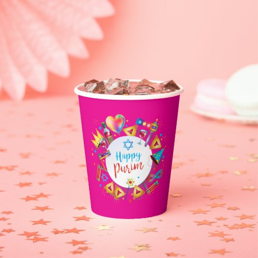 Happy Purim Basket Gifts, Decoration, Ornaments 紙コップ (インサイチュ)