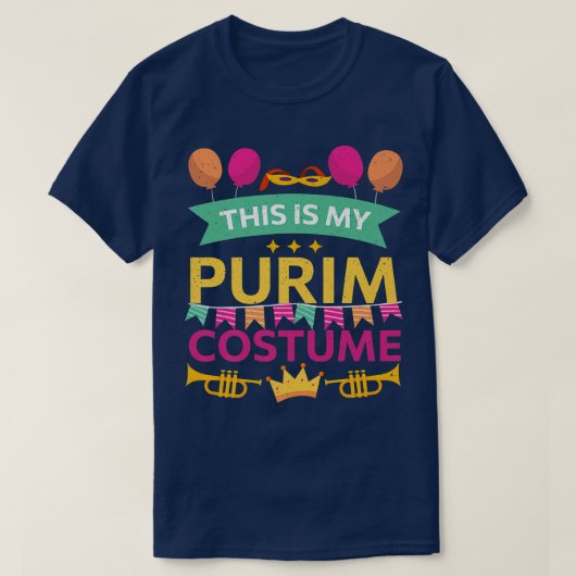 Happy Purim Costume Idea Cute Mask Hebrew Jewish H Tシャツ (デザイン正面)