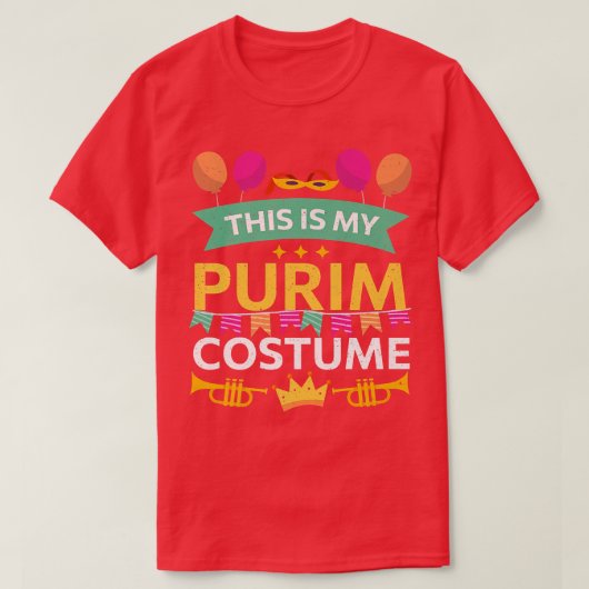 Happy Purim Costume Idea Cute Mask Hebrew Jewish H Tシャツ (デザイン正面)