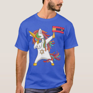Happy Purim Day Costume Dabbing Unicorn Jewnicorn  Tシャツ