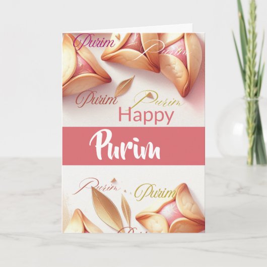 Happy Purim Greeting Card - Hamantaschen Pink  カード (正面)