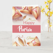 Happy Purim Greeting Card - Hamantaschen Pink  カード (黄色い花)