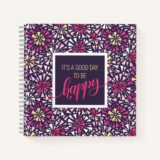 Happy Purple抽象芸術は良い日 ノートブック (正面)