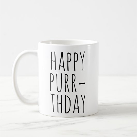 Happy Purr‑thday Birthday Cat Theme コーヒーマグカップ (左)