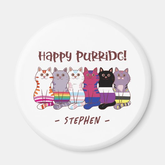 Happy Purride - LGBTQプライド マグネット (正面)