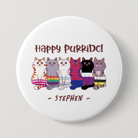 Happy Purride - LGBTQプライド 缶バッジ (正面)