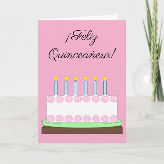 Happy Quinceañera in Spanish:  Pink Blank カード (正面)