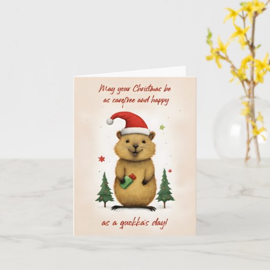 Happy Quokka Christmas - カード (黄色い花)
