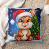 Happy Rabbit in Santa Hat  クッション (ブランケット)