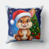 Happy Rabbit in Santa Hat  クッション (裏面)