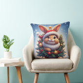 Happy Rabbit in Santa Hat  クッション (椅子)