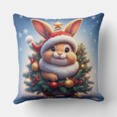 Happy Rabbit in Santa Hat  クッション (裏面)