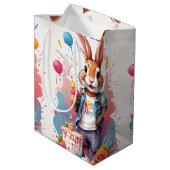 Happy Rabbit with Cake |抱き枕 ミディアムペーパーバッグ (裏面アングル)