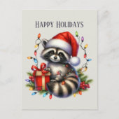 Happy raccoon addメッセージ シーズンポストカード (正面)