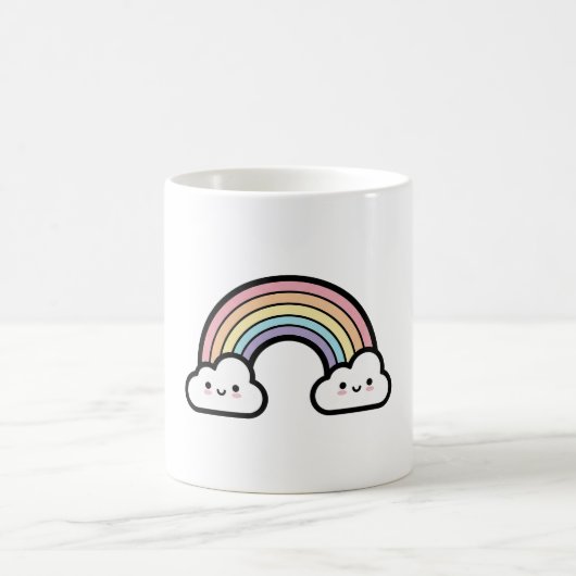Happy Rainbow – Cute Kawaii Illustration コーヒーマグカップ (中央)