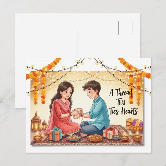 Happy Rakhi, Raksha Bandhan ポストカード (正面/裏面)