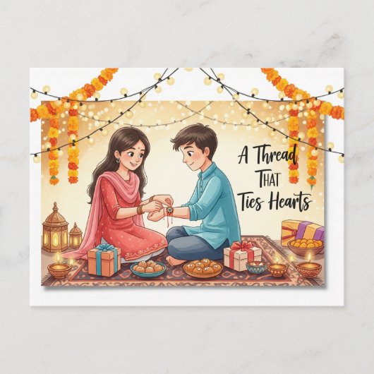 Happy Rakhi, Raksha Bandhan ポストカード (正面)