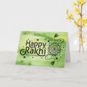 Happy Rakhi, Raksha Bandhan, green カード (黄色い花)