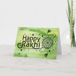 Happy Rakhi, Raksha Bandhan, green カード