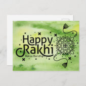 Happy Rakhi, Raksha Bandhan, green ポストカード (正面/裏面)