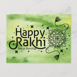 Happy Rakhi, Raksha Bandhan, green ポストカード