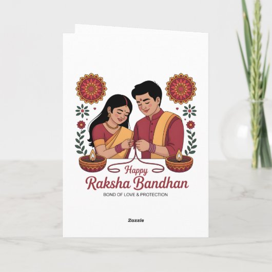 Happy Raksha Bandhan Folded Greeting Card カード (裏面)