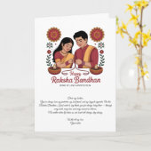 Happy Raksha Bandhan Folded Greeting Card カード (黄色い花)